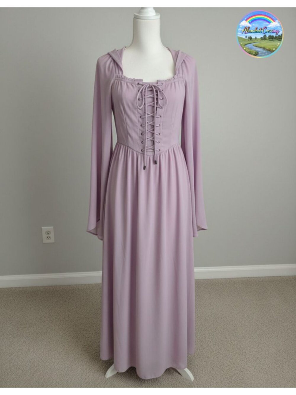 Renaissance Medieval Maxi Dress Chiffon Bell Sleeve Costume